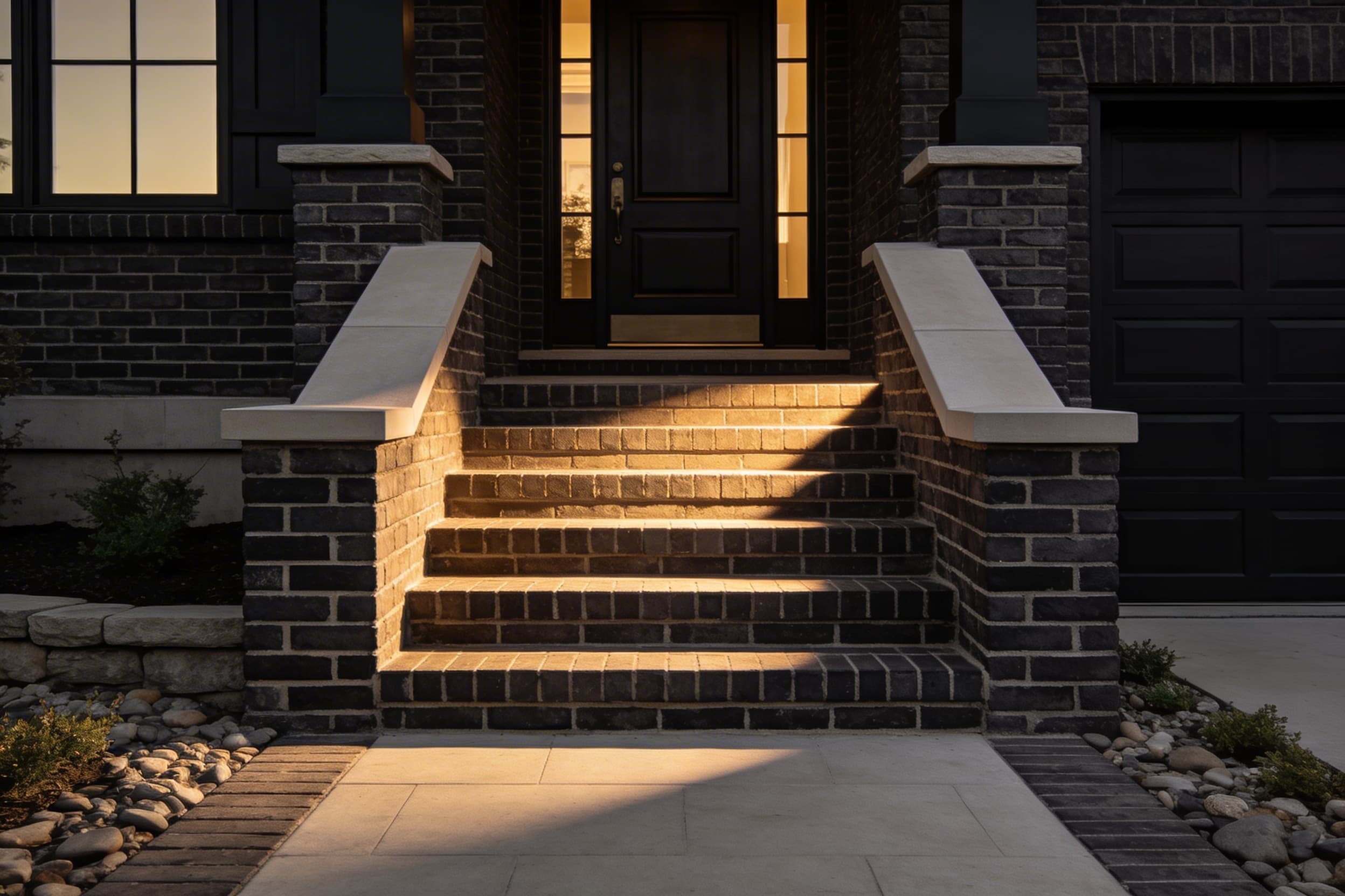 Exterior stair block construction